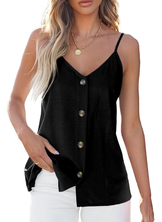 Women Summer Tank Tops Casual V Neck Strappy Loose Beach Sleeveless Shirts