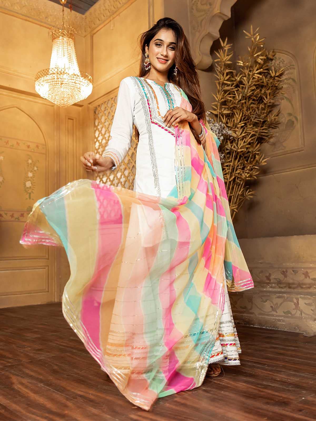 Rayon Lace Work Sarara Style Kurtis Tunic
