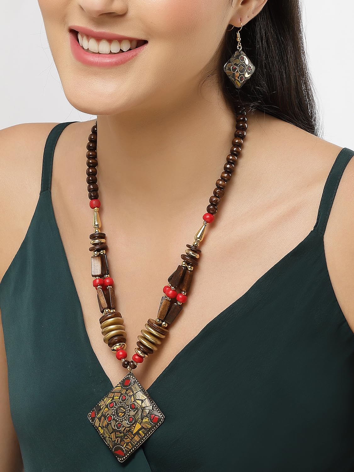 Latest Stylish Traditional Tibetan Pendant Necklace Jewellery Set