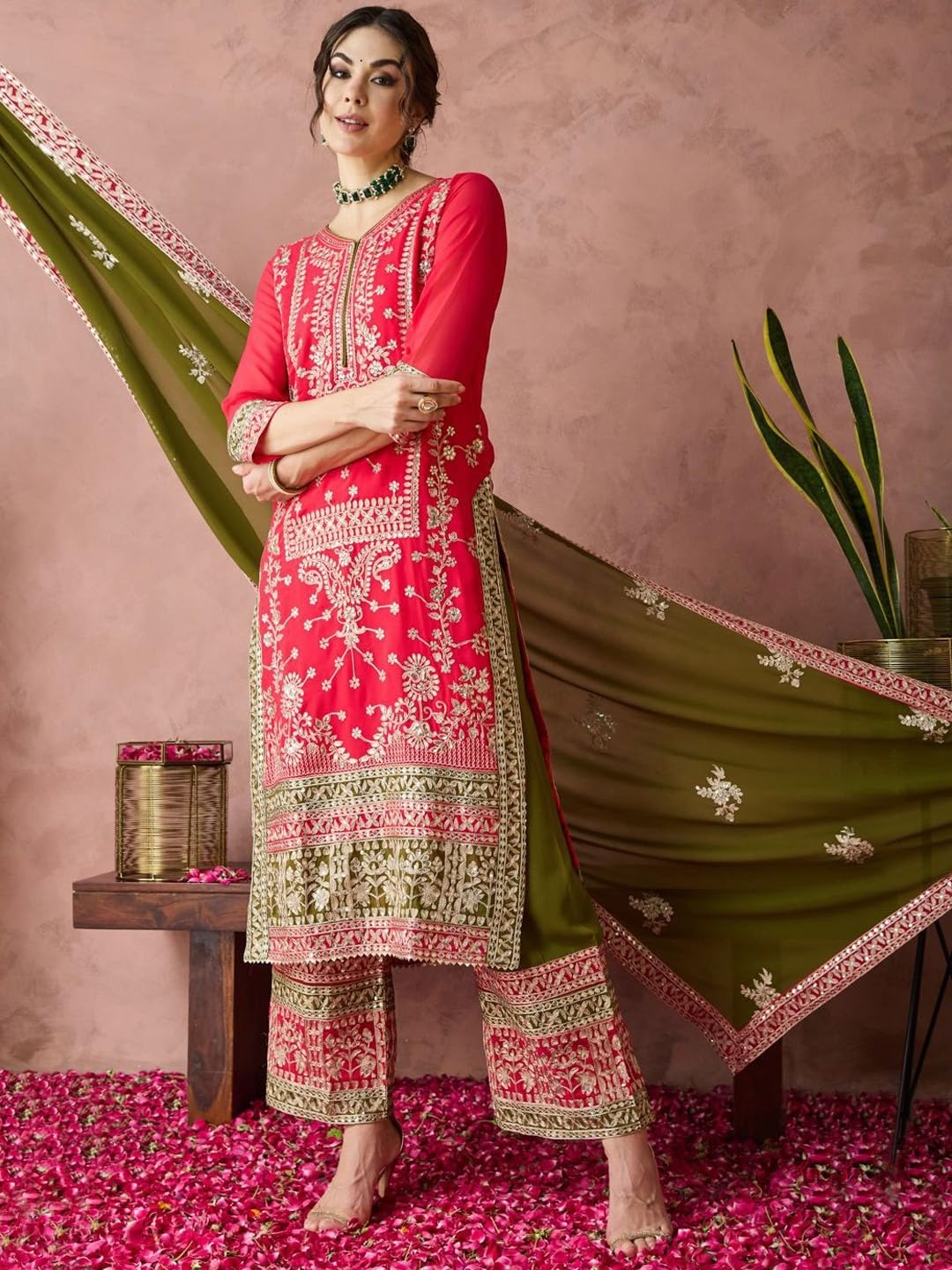 embroidered kurta set for party wear sharara palazzo style salwar kameez suit