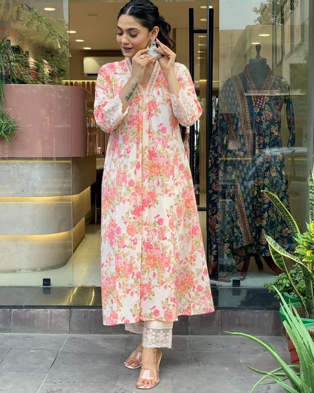 Sequins Embroidery Kurti Tunic Pants With Dupatta