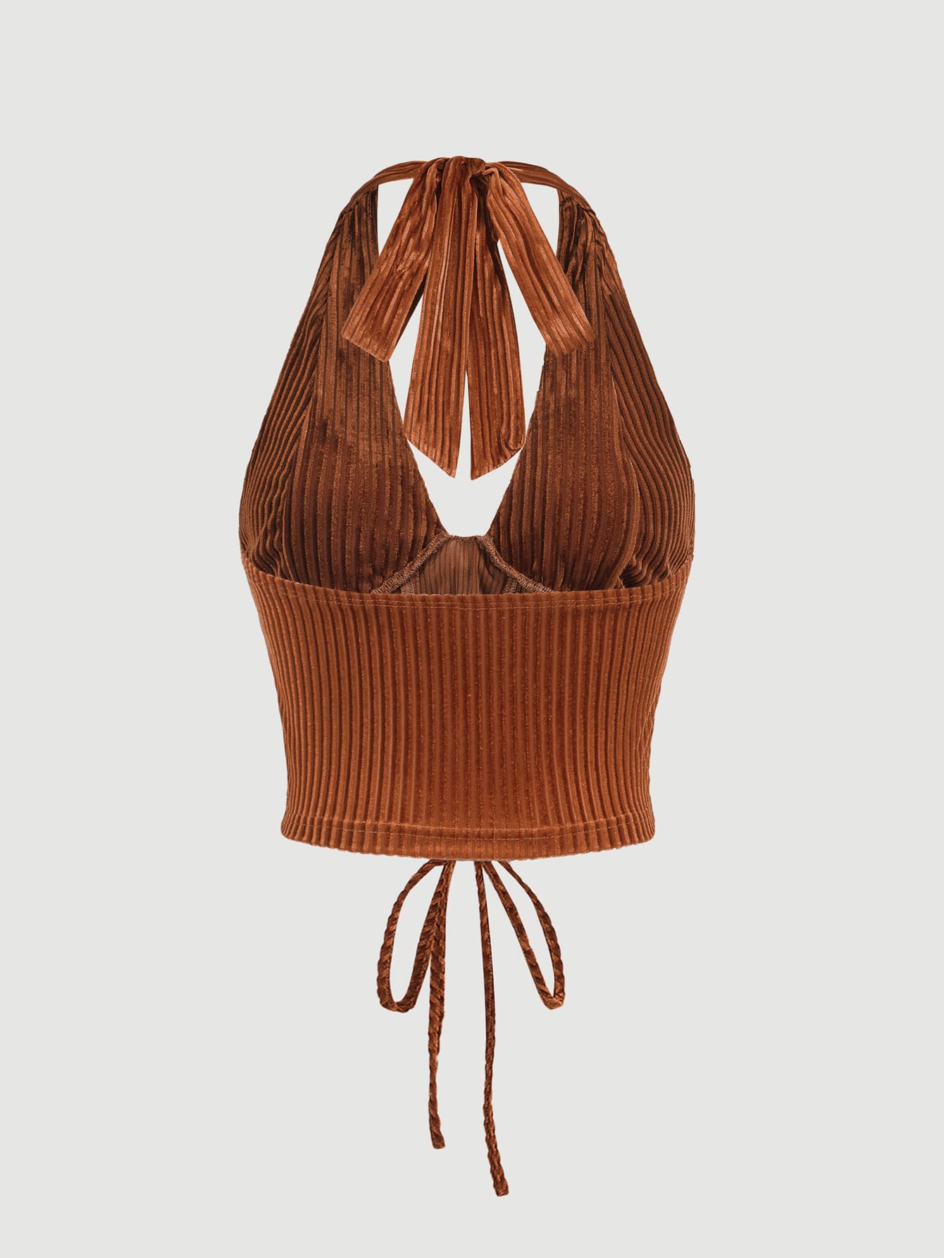 Going Out Halter Corset Tops Sleeveless Lace Up Open Back Crop Top