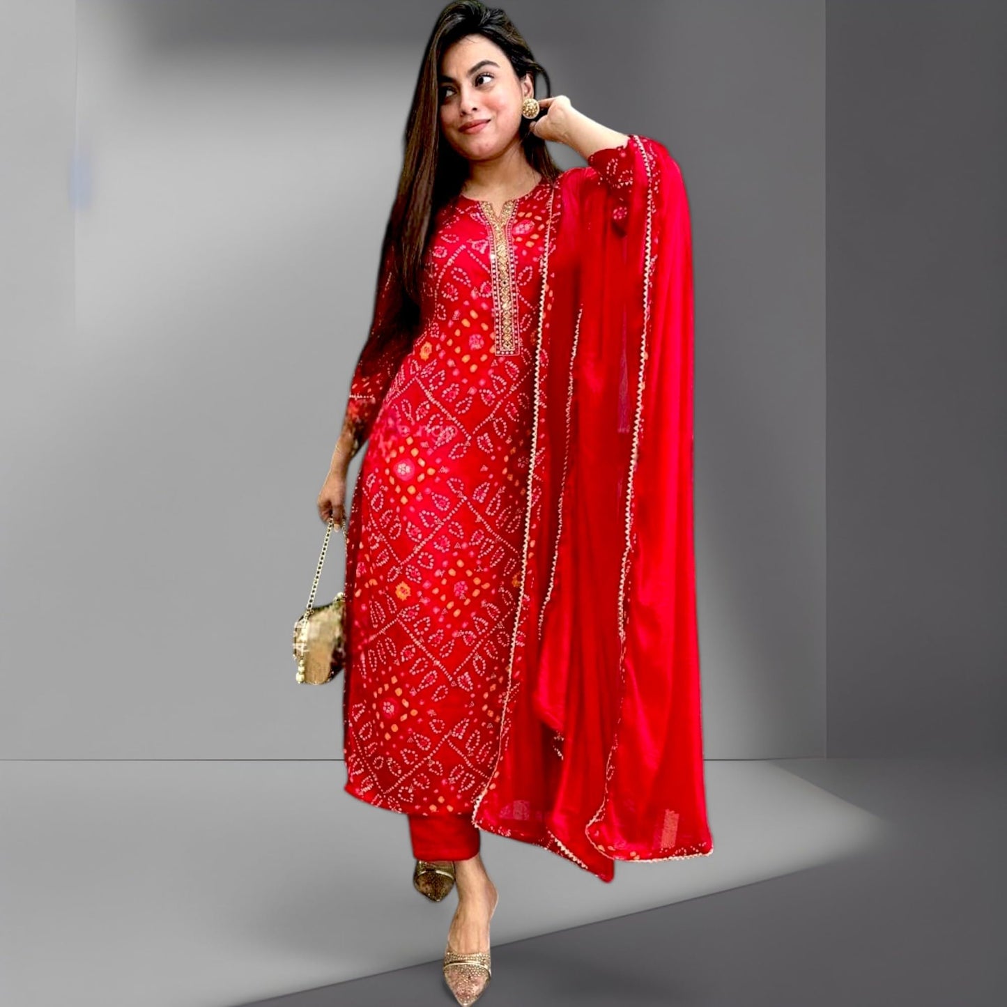 Tunic Dress for Women - Red Rayon Embroidered Sequence Kurta Set – Hand Embroidered Indian Straight Kurti with Pant