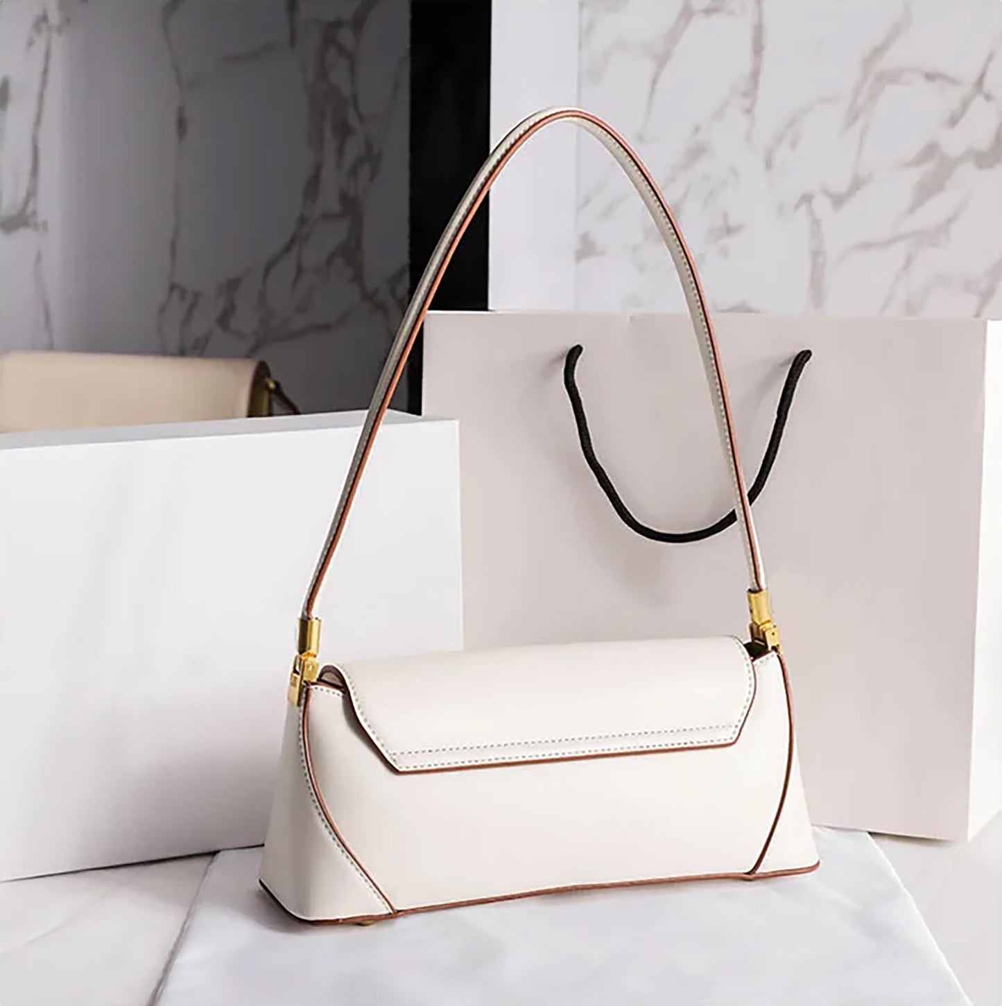 Clutch Bag Leather Retro Bag | Flap Shoulder Purse with Wide Strap for Girls