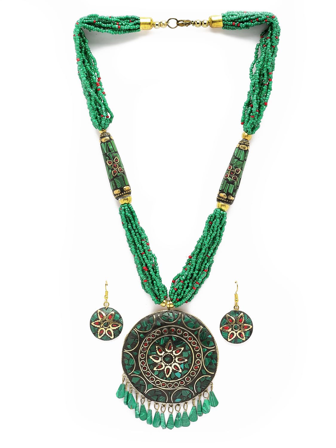 Latest Stylish Traditional Tibetan Pendant Necklace Jewellery Set