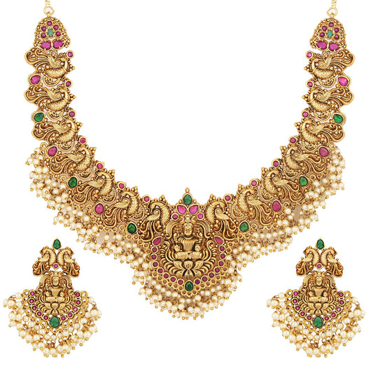 Latest Stylish Fancy Pearl Choker Traditional Jewellery Set for Women | Temple Necklace Set | Festive Wedding Party Necklace