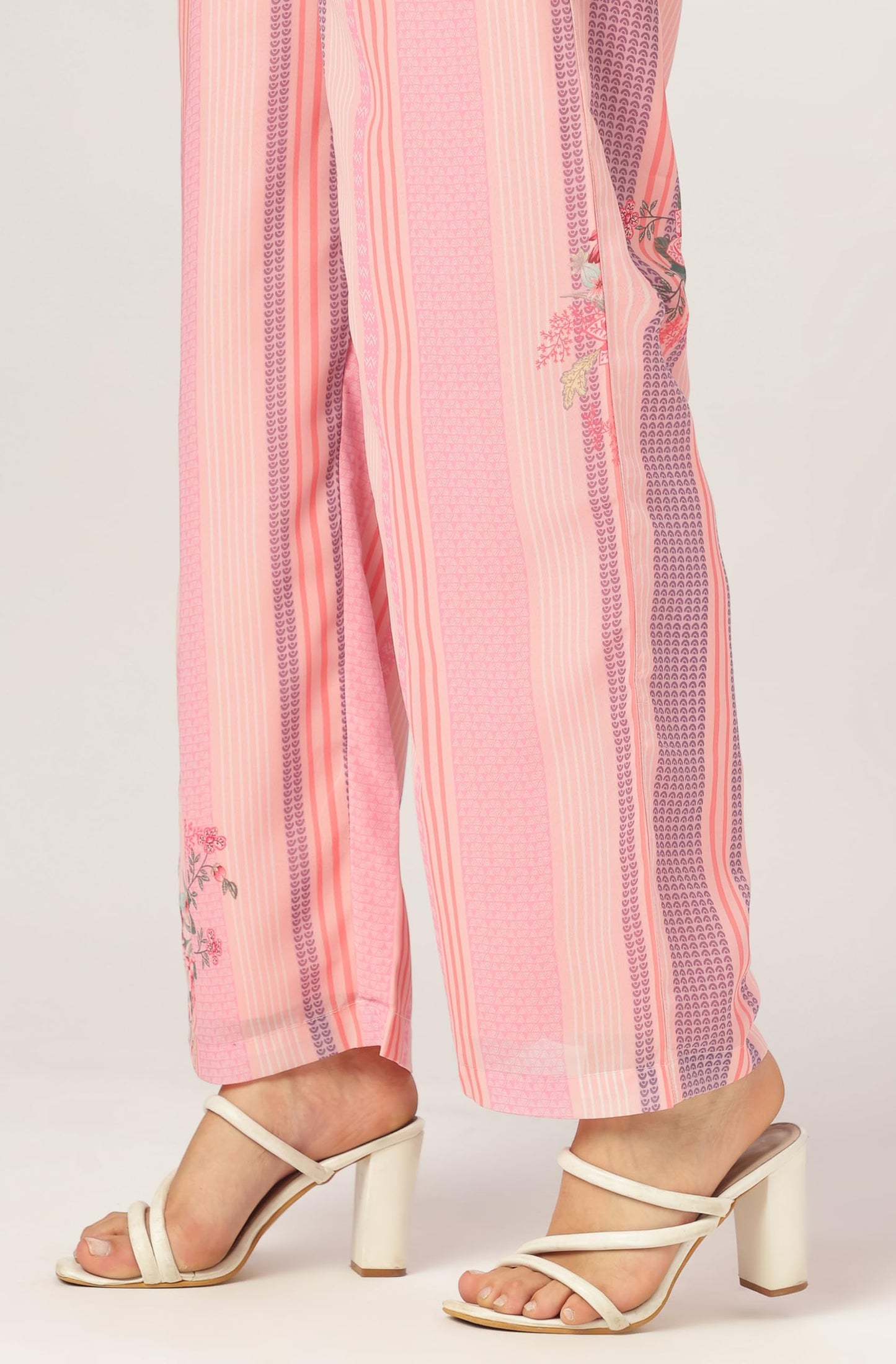 Pink Embroidered Balloon Sleeve Festive Calf Length Kurti Set