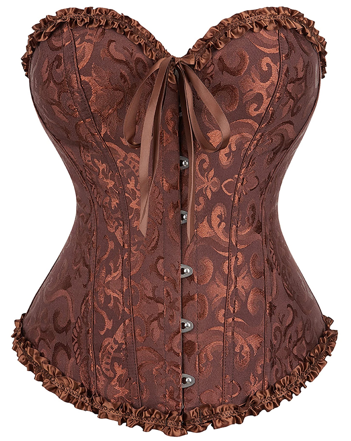 Womens Vintage Floral Denim Overbust Corset Bustier Top