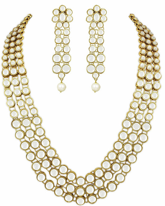 Fashion Women Latest Stylish Design Fancy Traditional Wedding Kundan Pearl Necklace Jewellery Set
