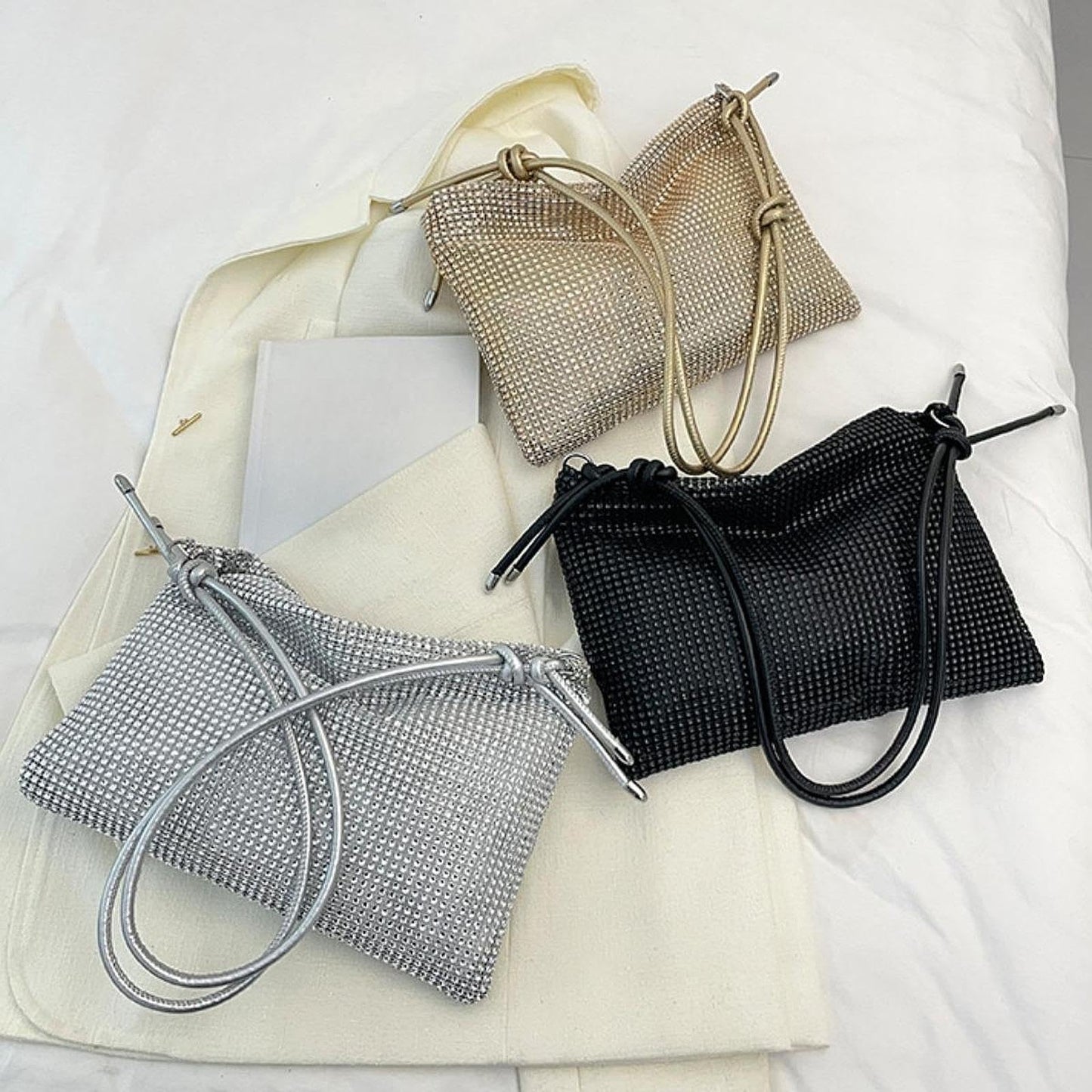 Rhinestone Purse for Women Commute Bag Handbag Vacation Stylish Shoulder Bag Black