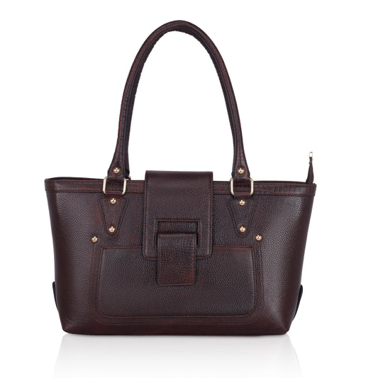 LEATHER ACCESSORIES Full-Grain Natural Leather Top Handle Shoulder & Handbags For Women Office Branded Stylish