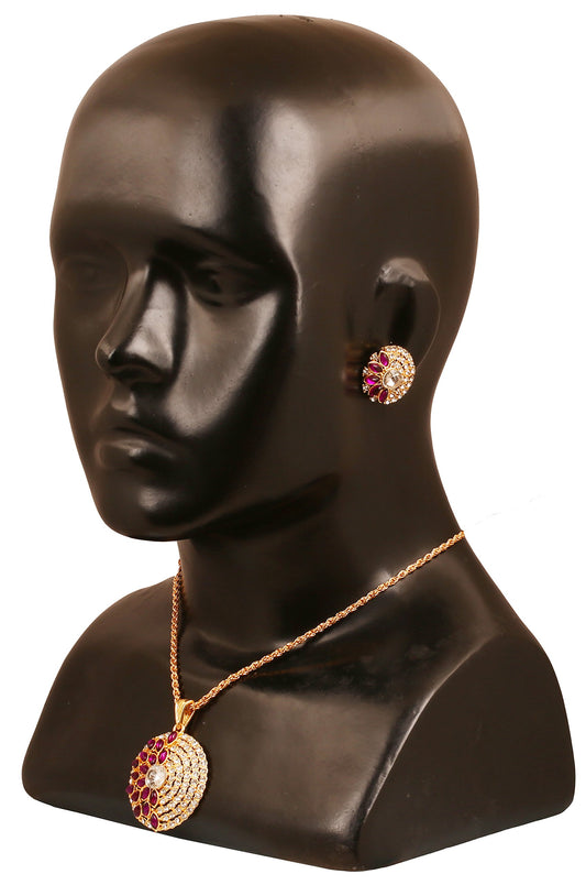 Golden & Blue Floral Pendant Set for Wome