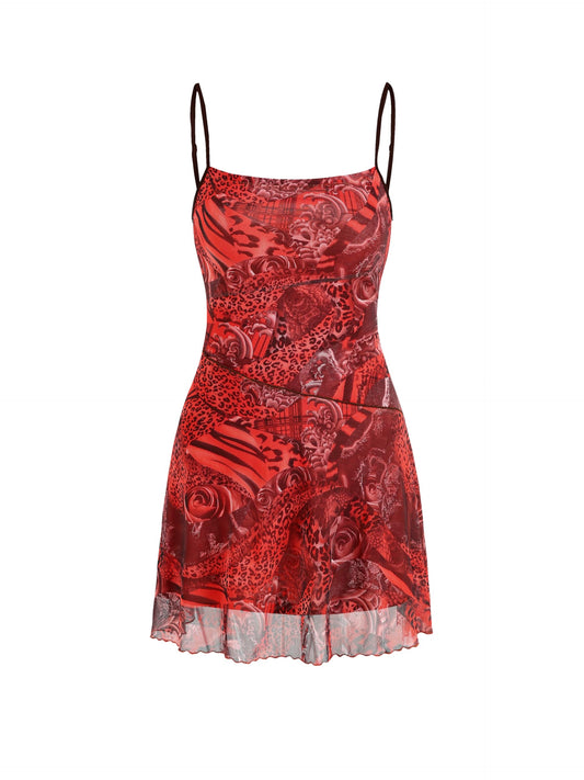 Mini Dress Floral Spaghetti Strap Cami Short Vintage Short Sundress