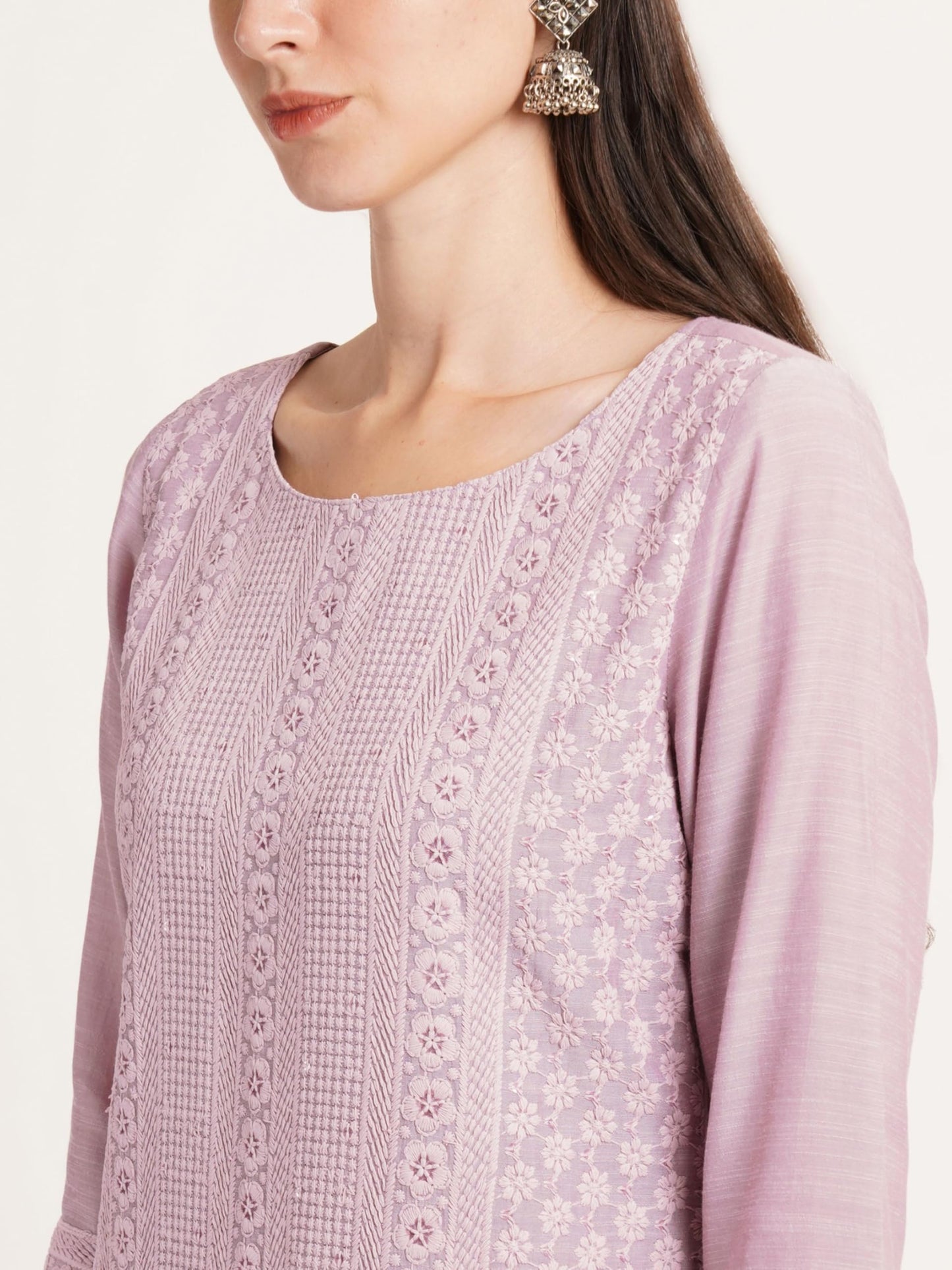 Silk Blend Chikankari Embroidery Kurta set with Dupatta