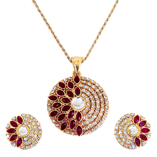 Golden & Blue Floral Pendant Set for Wome