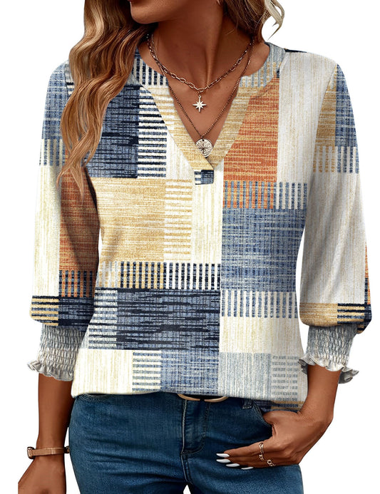 Women's 2025 Fashion Tops 3/4 Length Sleeve Business Casual Summer Tees
