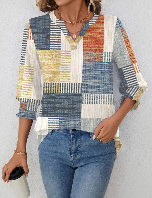 Women's 2025 Fashion Tops 3/4 Length Sleeve Business Casual Summer Tees